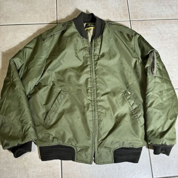 RARE VTG Tanker Jacket Men’s L Green Bomber Quilted Water Repellent WPL 10881